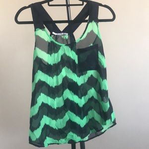 Navy & Mint chevron sheer racer back tank M